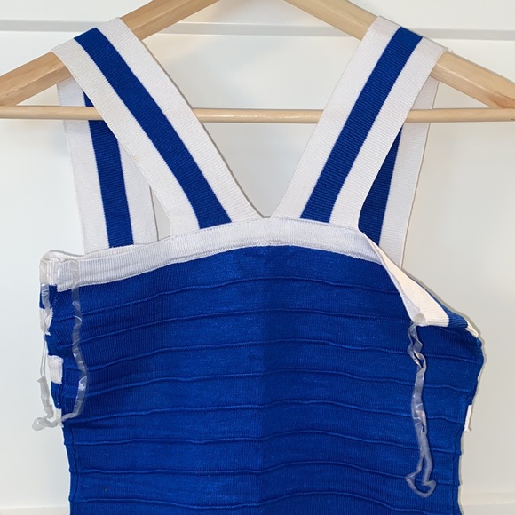 Brand New Blue & White elastic bondage mini dress - Picture 5 of 5